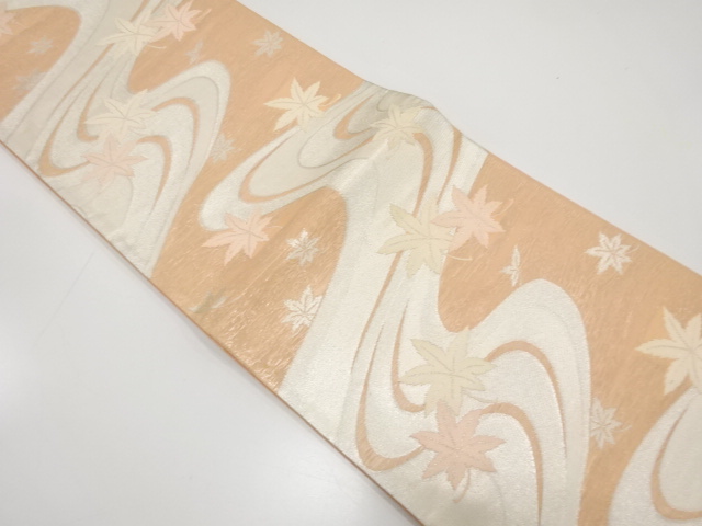 JAPANESE KIMONO / ANTIQUE FUKURO OBI FOR SUMMER / SILK / WOVEN TATSUTAGAWA PATTERN